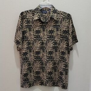 PURITAN HAWAIIAN SHIRT, Sz M, OLIVE/TAN, 100% VISCOSE RAYON, NEW